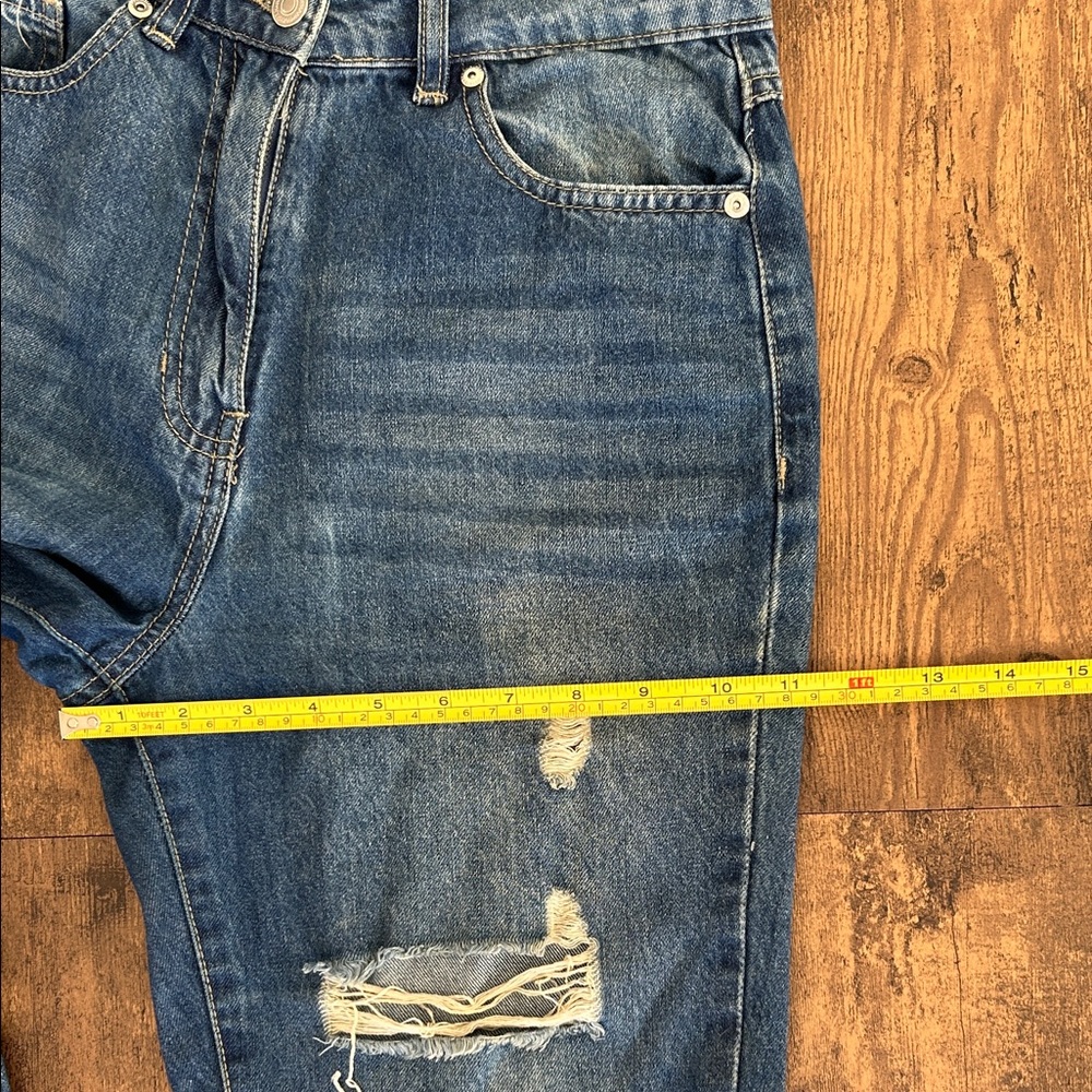 Parisian Works Women's Distressed Boyfriend Jeans in Blue - Picture 4 of 8